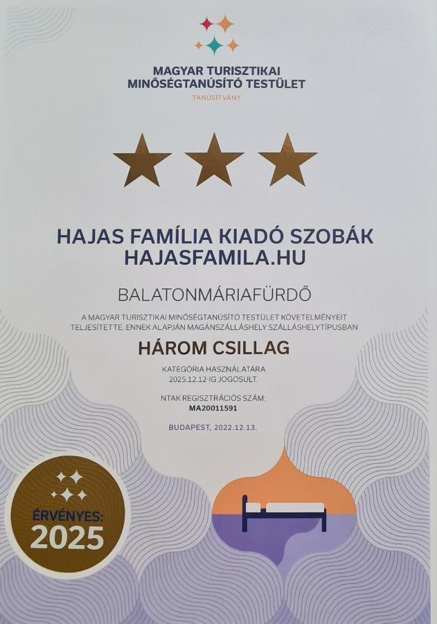 Balatonmáriafürdő Hajas Familia Kiado Szobak מראה חיצוני תמונה